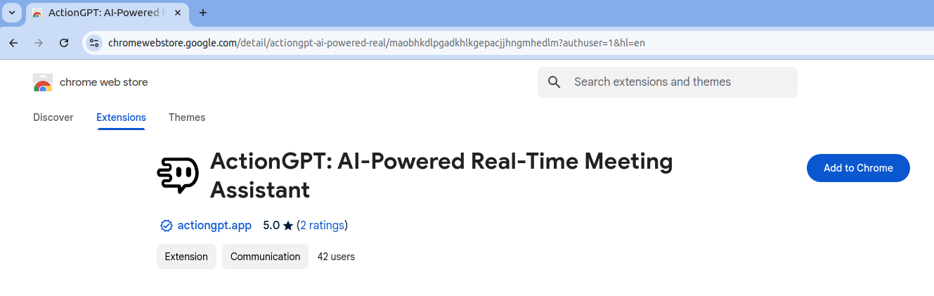 Download ActionGPT from the Chrome Web Store